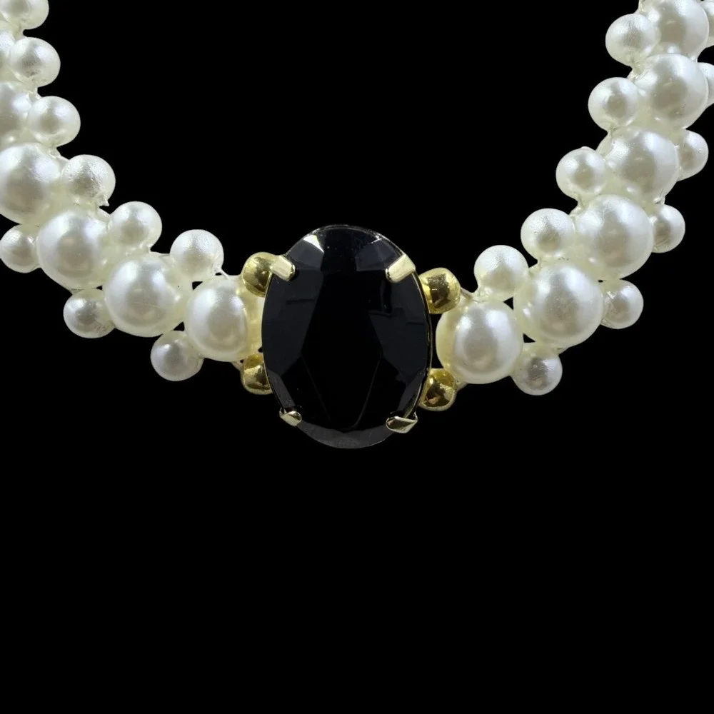 Vintage Faux Pearl Bubble Necklace Gothic Coquette Princess Statement Goth Royal